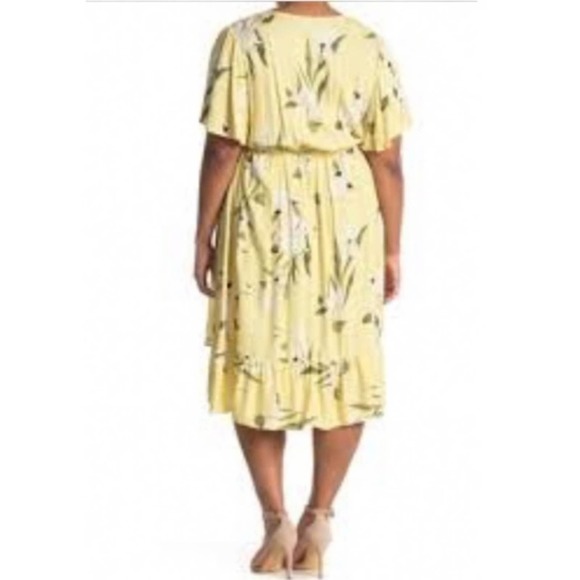Rachel Roy Yellow floral high‎ low ruffled dress size Plus Size 2X 4X New - Picture 2 of 8